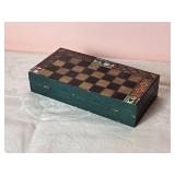 Awesome Vintage Painted Wood Carved Miniature Chess Set - Aztecs & Conquistadores