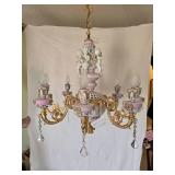 French Rococo Porcelain Cherub Chandelier