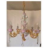 French Rococo Porcelain Cherub Chandelier