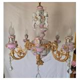 French Rococo Porcelain Cherub Chandelier