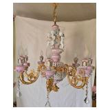 French Rococo Porcelain Cherub Chandelier