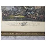 Antique Handcolored Engraving Print - Francois Boucher - La Chasse