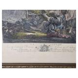 Antique Handcolored Engraving Print - Francois Boucher - La Chasse