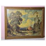 Fantastic Vintage Fine Art Landscape Print - Lake Scene
