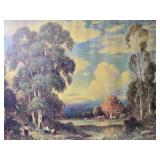 Fantastic Vintage Fine Art Landscape Print - Lake Scene
