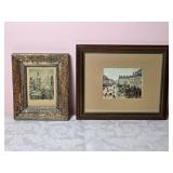 Vintage Fine Art European Cityscape Print Pair
