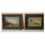 Beautiful Original Fine Art Landscape Painting Pair - Signed