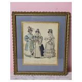 Amazing Antique English Fashion Etching Print - W. Alais - Newest Fashions for March 1829 / Costumes of All Nations No. 37 / Dress for Queen Elizabeth