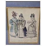 Amazing Antique English Fashion Etching Print - W. Alais - Newest Fashions for March 1829 / Costumes of All Nations No. 37 / Dress for Queen Elizabeth