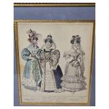 Amazing Antique English Fashion Etching Print - W. Alais - Newest Fashions for March 1829 / Costumes of All Nations No. 37 / Dress for Queen Elizabeth