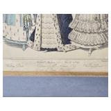 Amazing Antique English Fashion Etching Print - W. Alais - Newest Fashions for March 1829 / Costumes of All Nations No. 37 / Dress for Queen Elizabeth