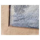 Dreamy Vintage Original Watercolor Landscape Painting - Marzoy - Boathouse