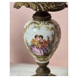 Antique French Handpainted Porcelain Candlestick Pair