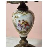 Antique French Handpainted Porcelain Candlestick Pair