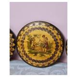 Antique Polish Folk Art Handpainted Wood Plate Pair - Dubois -Widok