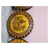 Antique Polish Folk Art Handpainted Wood Plate Pair - Dubois -Widok