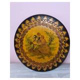 Antique Polish Folk Art Handpainted Wood Plate Pair - Dubois -Widok