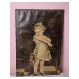 Antique Portrait  - Young Girl with Cat