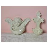 Brilliant Beleek Fine Ceramic Holy Water Font Pair