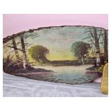 Brilliant Vintage Landscape Paintings on Live Edge Wood