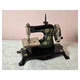 Antique Casige Full Body  Toy Sewing Machine - Handpainted Floral Accent