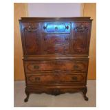 Breathtaking Antique Carved Burlwood Dresser