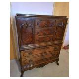 Breathtaking Antique Carved Burlwood Dresser