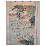 Fantastic Handpainted Antique Chinese Hanging Scroll -  "Picture History"