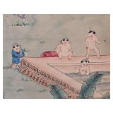 Fantastic Handpainted Antique Chinese Hanging Scroll -  "Picture History"