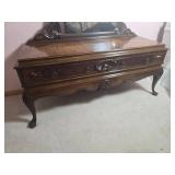 Breathtaking Carved Antique Burlwood Surface Art Deco Vanity