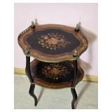 Gorgeous Antique Inlaid  Tiered Accent  Table