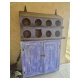Primitive Painted Wooden Chicken Coop with Storage Cabinet