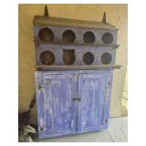 Primitive Painted Wooden Chicken Coop with Storage Cabinet