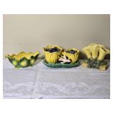 Vintage Glazed Hanpainted Floral Pottery - Hull Pottery & Others - (3)