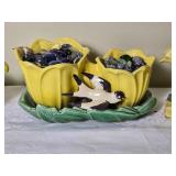 Vintage Glazed Hanpainted Floral Pottery - Hull Pottery & Others - (3)