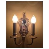 Baroque Mirrored Sconce Light Fixture Pair