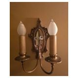Baroque Mirrored Sconce Light Fixture Pair