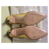 CHANEL Designer Gold Leather Pump Heels - Size 36