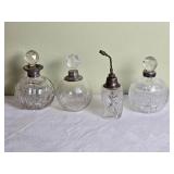 Sparkling Fine Crystal Perfume Bottle Set with Sterling Silver Accent