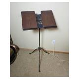 Antique Iron and Wood Book Stand Pedestal
