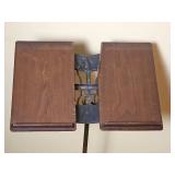 Antique Iron and Wood Book Stand Pedestal
