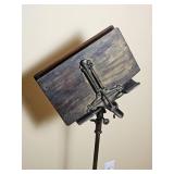 Antique Iron and Wood Book Stand Pedestal