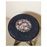 Antique Clawfoot Needlepoint Piano Stool