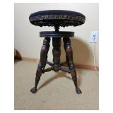 Antique Clawfoot Needlepoint Piano Stool