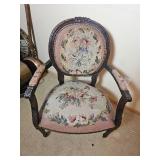 Antique French Needlepoint Bergère Arm Chair