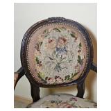 Antique French Needlepoint Bergère Arm Chair