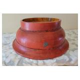 Antique Asian Imari Red Lacquer with Gold Decoration Centerpiece Bowl * Wax Seal