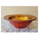 Antique Asian Imari Red Lacquer with Gold Decoration Centerpiece Bowl * Wax Seal