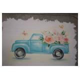 Decorative Galvanized Tray with Truck Design and Glass Jars Set