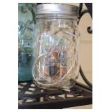 Decorative Galvanized Tray with Truck Design and Glass Jars Set